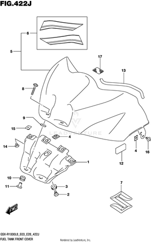 Fuel Tank Front Cover (gsx-r1000al8 E33) (for Yww) Schematic