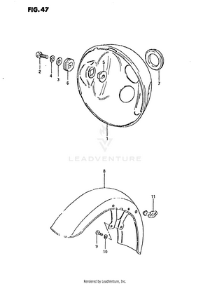 Headlamp Housing - Front Fender (model T) Schematic