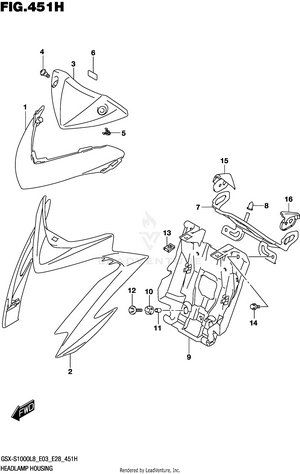 Headlamp Housing (gsx-s1000azl8 E33) Schematic