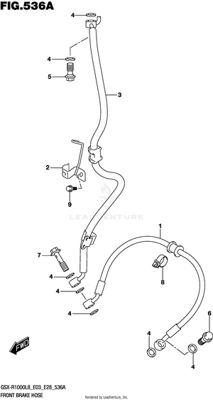 Front Brake Hose (gsx-r1000l8 E03) Schematic