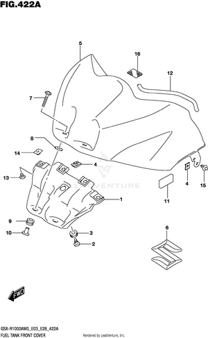 Fuel Tank Front Cover (gsx-r1000a) Schematic