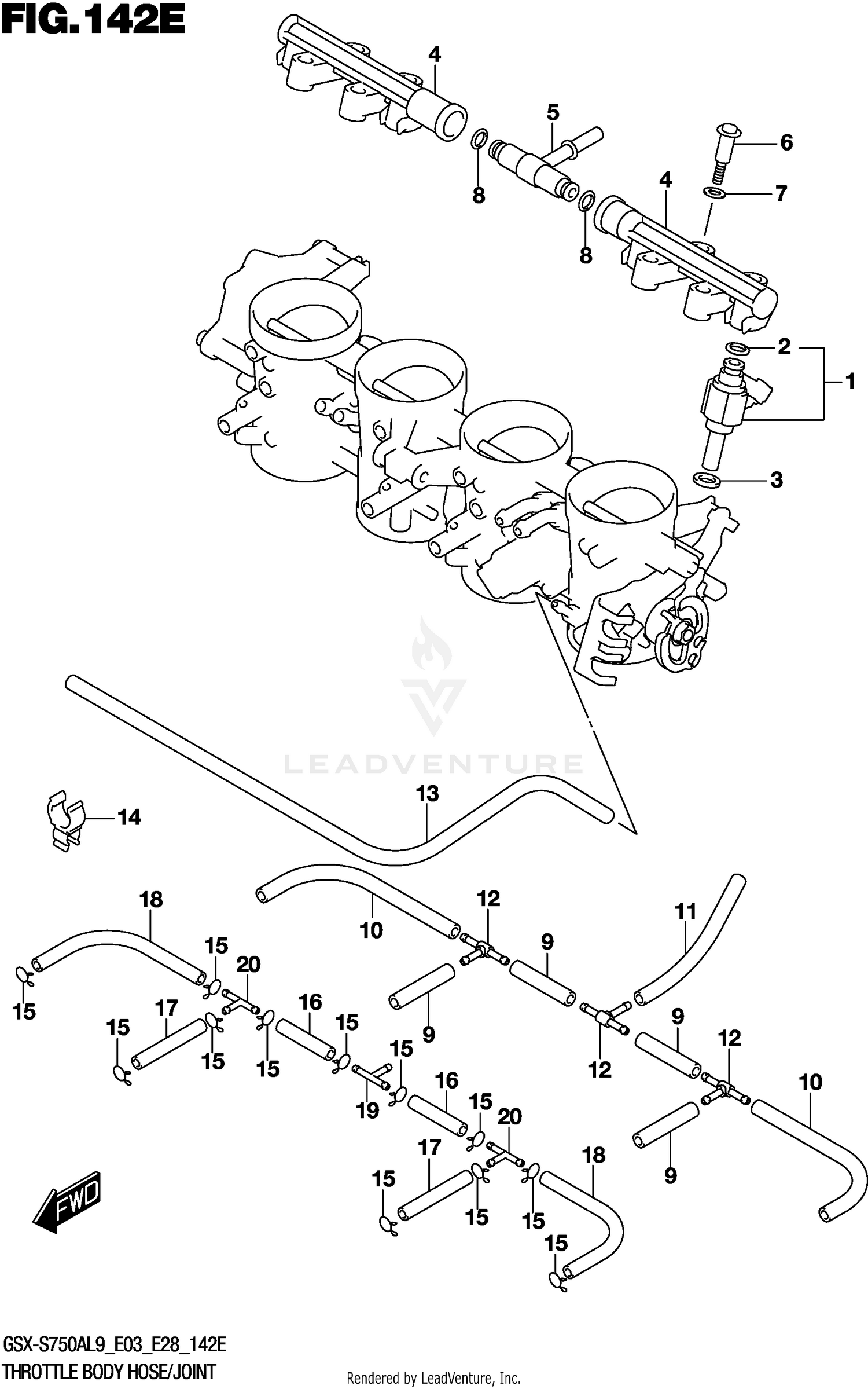 THROTTLE BODY HOSE/JOINT (GSX-S750YAL9 E33)