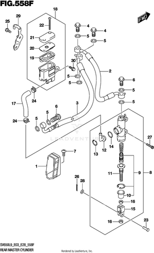 Rear Master Cylinder (sv650xal9 E33) Schematic