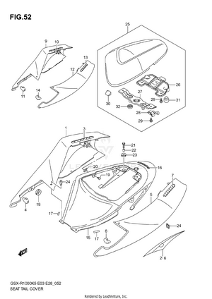Seat Tail Cover (model K5) Schematic