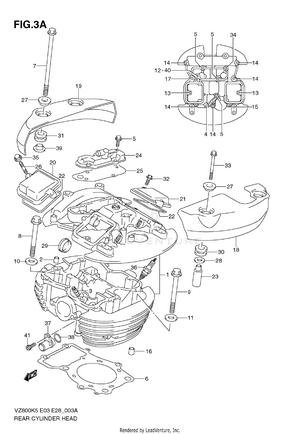 Rear Cylinder Head (model K9) Schematic