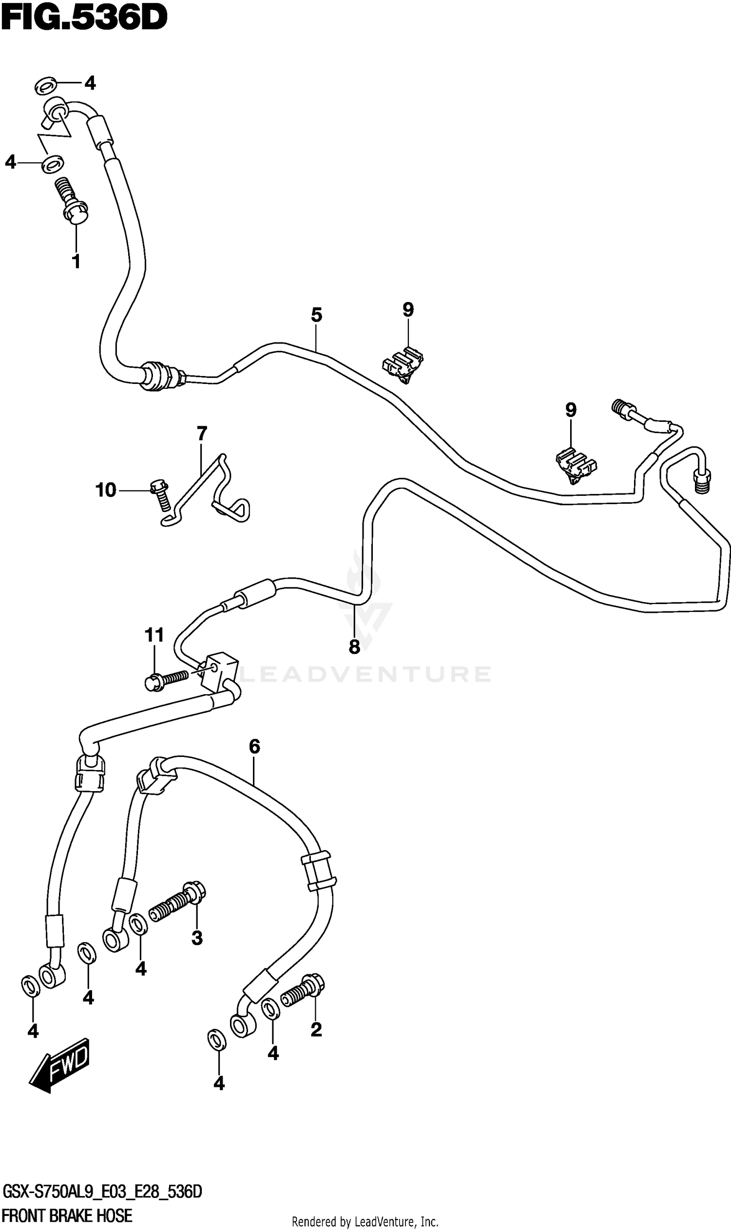 FRONT BRAKE HOSE (GSX-S750YAL9 E28)