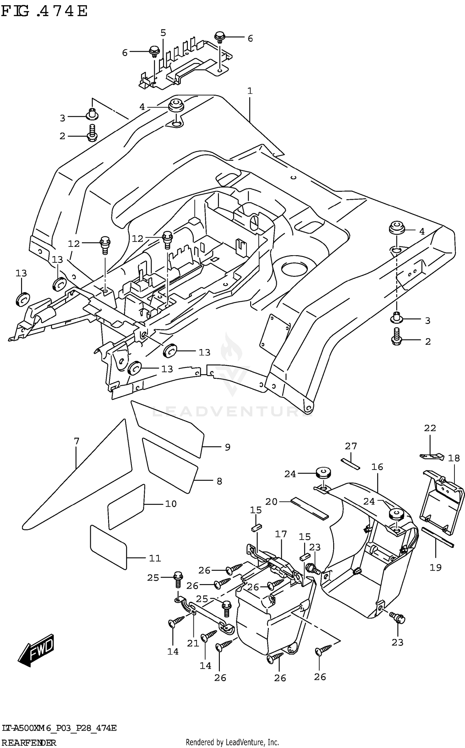 REAR FENDER (LT-A500XPZ:P28)