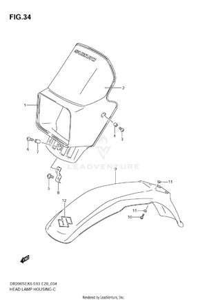 Headlamp Cover (model K6/k7) Schematic