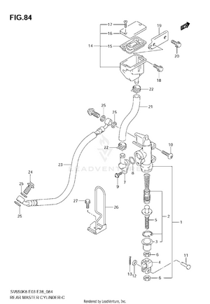 Rear Master Cylinder (sv650k8/sk8) Schematic