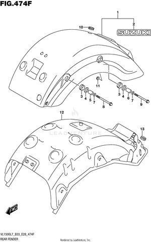 Rear Fender (vl1500tl7 E28) Schematic