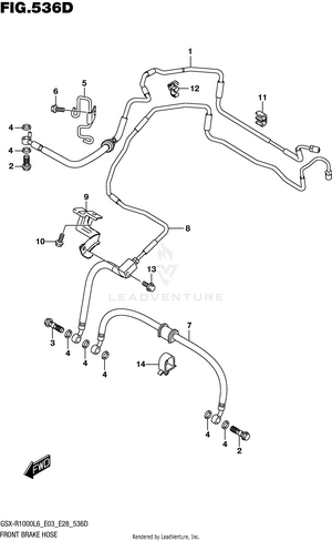 Front Brake Hose (gsx-r1000al6 E28) Schematic