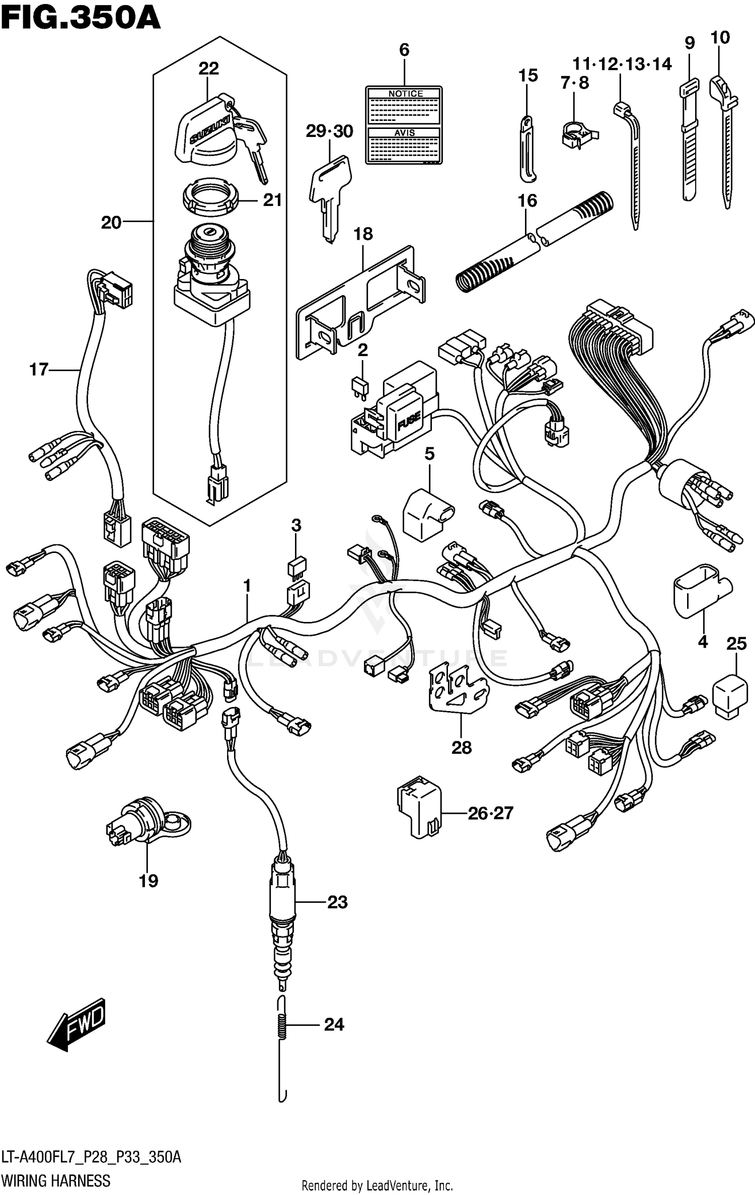 Suzuki King Quad Wiring Harnes