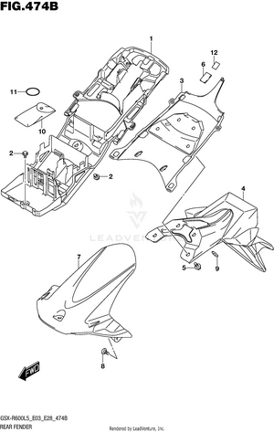 Rear Fender (gsx-r600l5 E28) Schematic