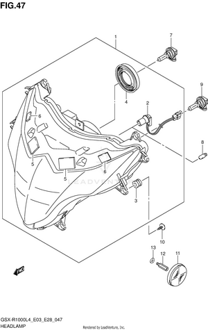 Headlamp (gsx-r1000l4 E33) Schematic