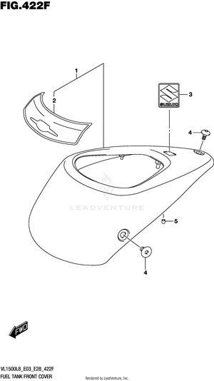 Fuel Tank Front Cover (vl1500tl8 E28) Schematic