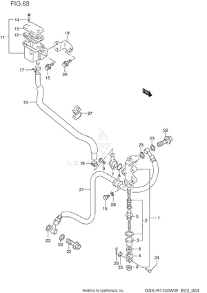 Rear Master Cylinder (model P/r) Schematic