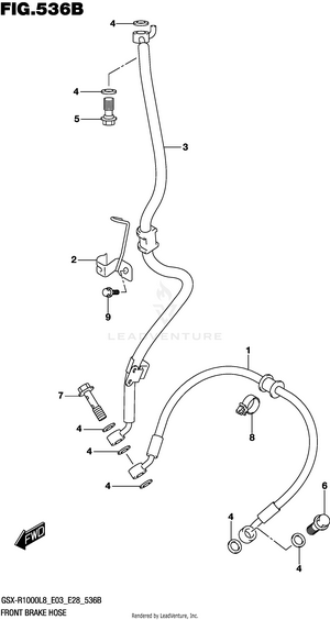 Front Brake Hose (gsx-r1000l8 E33) Schematic