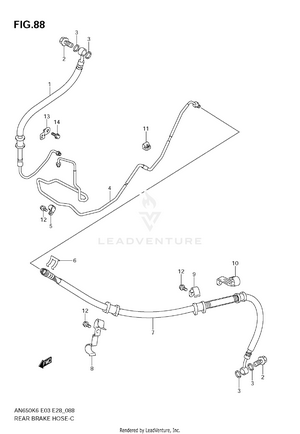 Rear Brake Hose (an650ak6/ak7/ak8/ak9) Schematic