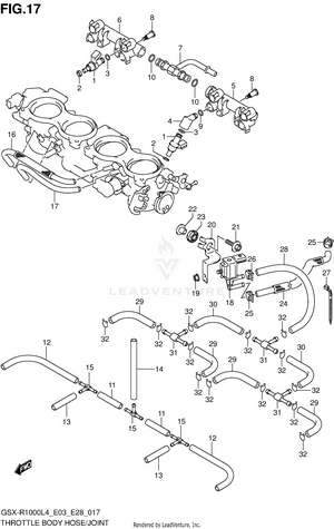 Throttle Body Hose/joint (gsx-r1000l4 E33) Schematic