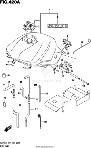 Fuel Tank (sv650l9 E03) (for Yvb,qeb) Schematic