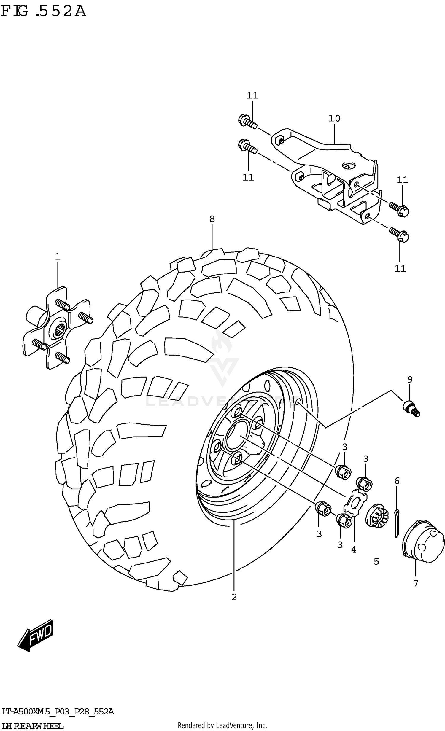 LH REAR WHEEL (LT-A500X)