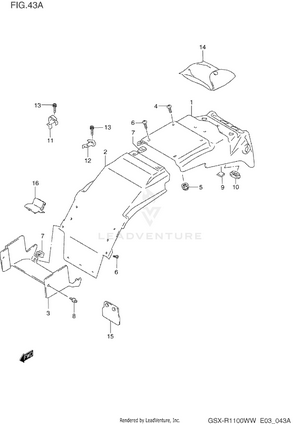 Rear Fender (model S/t/v/w) Schematic