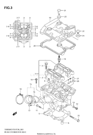 Rear Cylinder Head (model K3/k4/k5/k6) Schematic