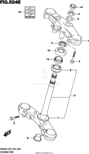 Steering Stem (sv650xal9 E28) Schematic
