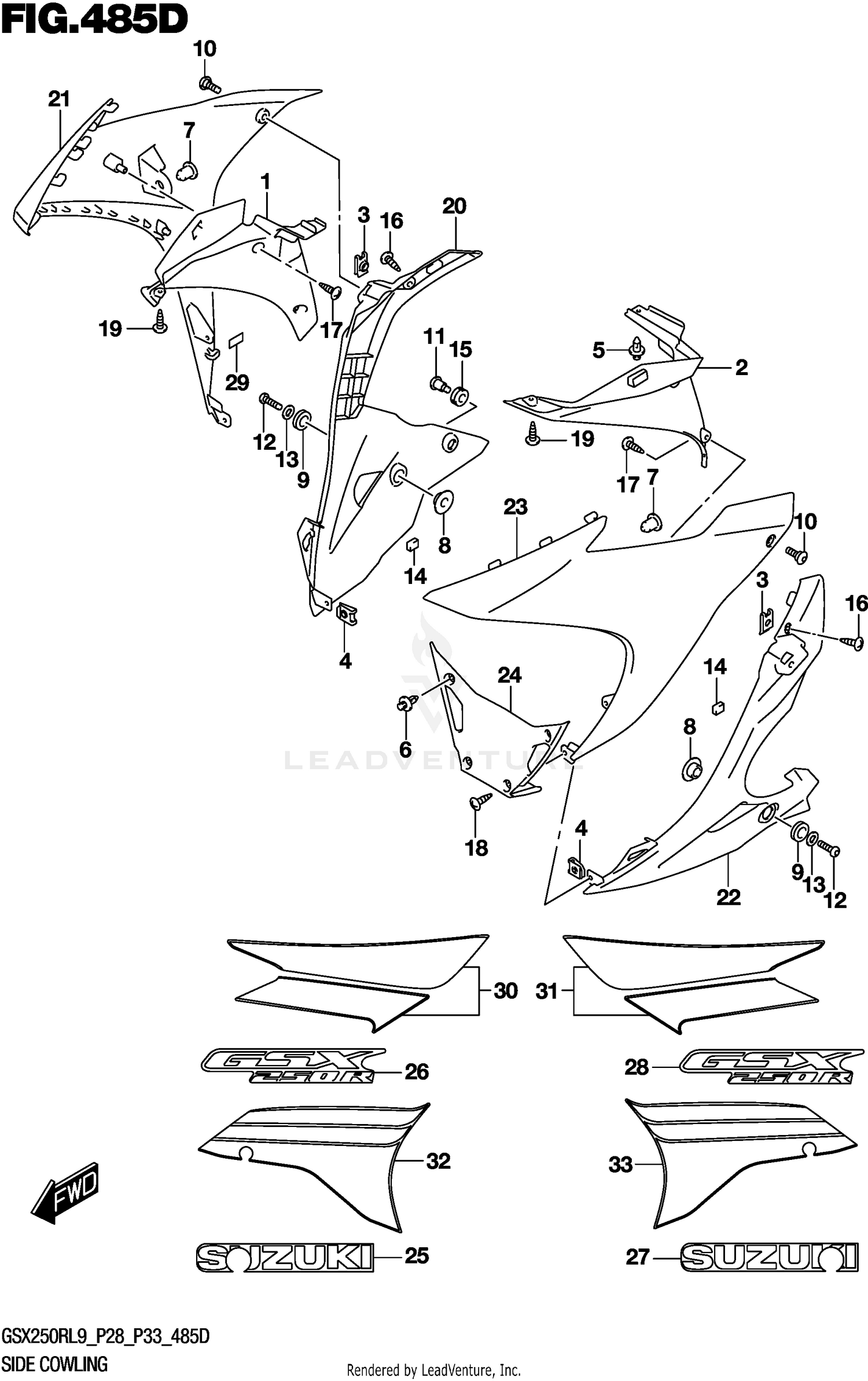 SIDE COWLING (GSX250RL9 P33) (FOR 4CX,AY4,BEE)