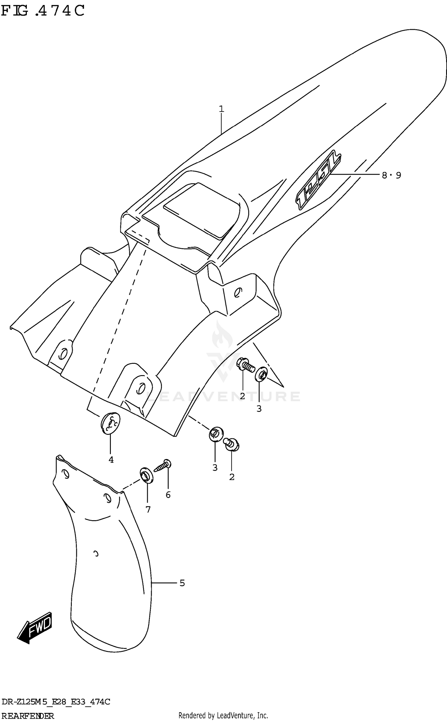 REAR FENDER (DR-Z125L:E28)