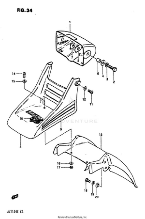 Headlamp Housing - Front Fender (model D) Schematic