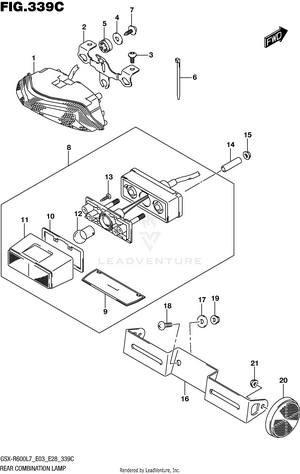Rear Combination Lamp (gsx-r600l7 E33) Schematic