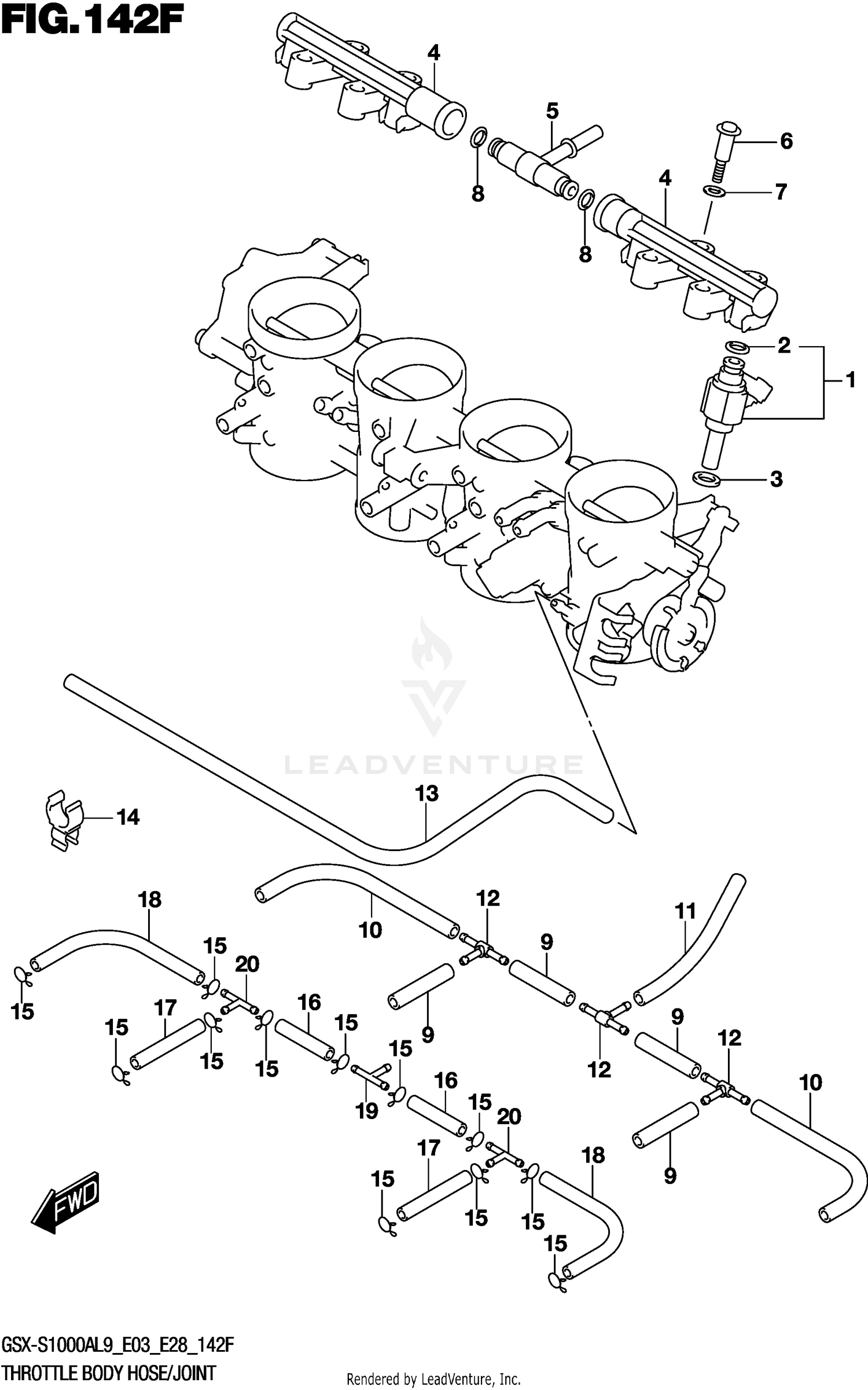 THROTTLE BODY HOSE/JOINT (GSX-S1000YAL9 E33)