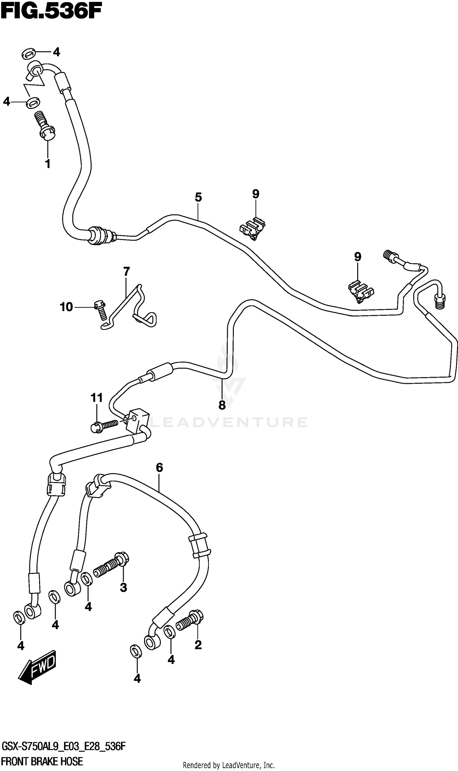 FRONT BRAKE HOSE (GSX-S750ZAL9 E28)