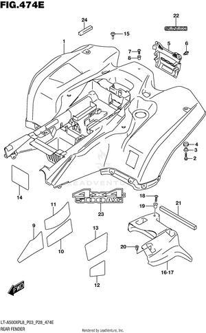 Rear Fender (lt-a500xpbl8 P28) Schematic