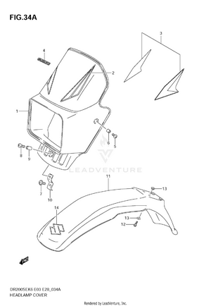 Headlamp Cover (model K8/k9) Schematic