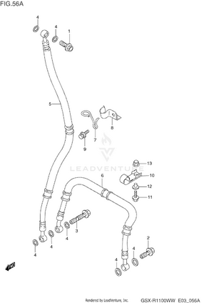 Front Brake Hose (model S/t/v/w) Schematic