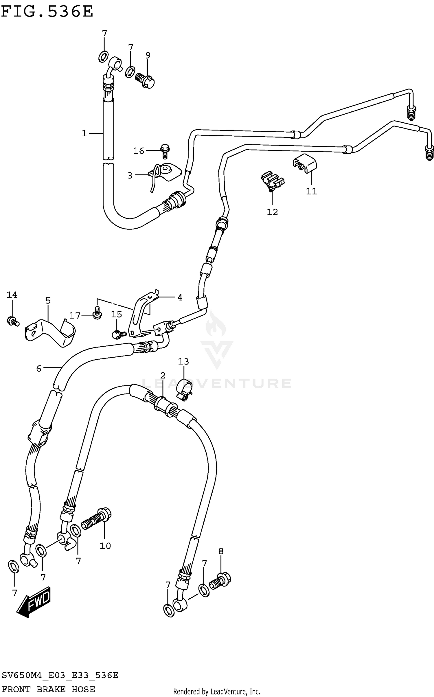 FRONT BRAKE HOSE (SV650XAM4 E28)