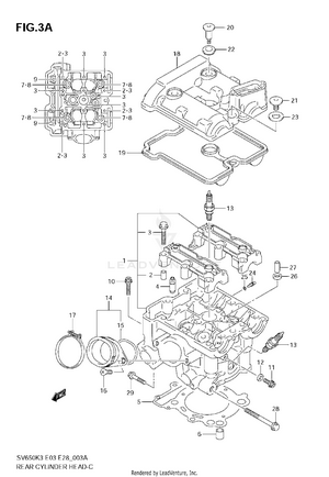 Rear Cylinder Head (model K7) Schematic