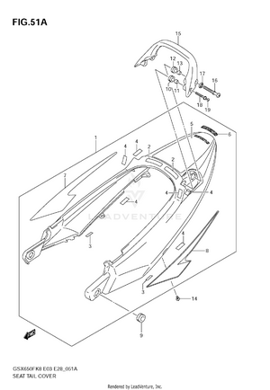 Seat Tail Cover (eaj,fke,glr) Schematic