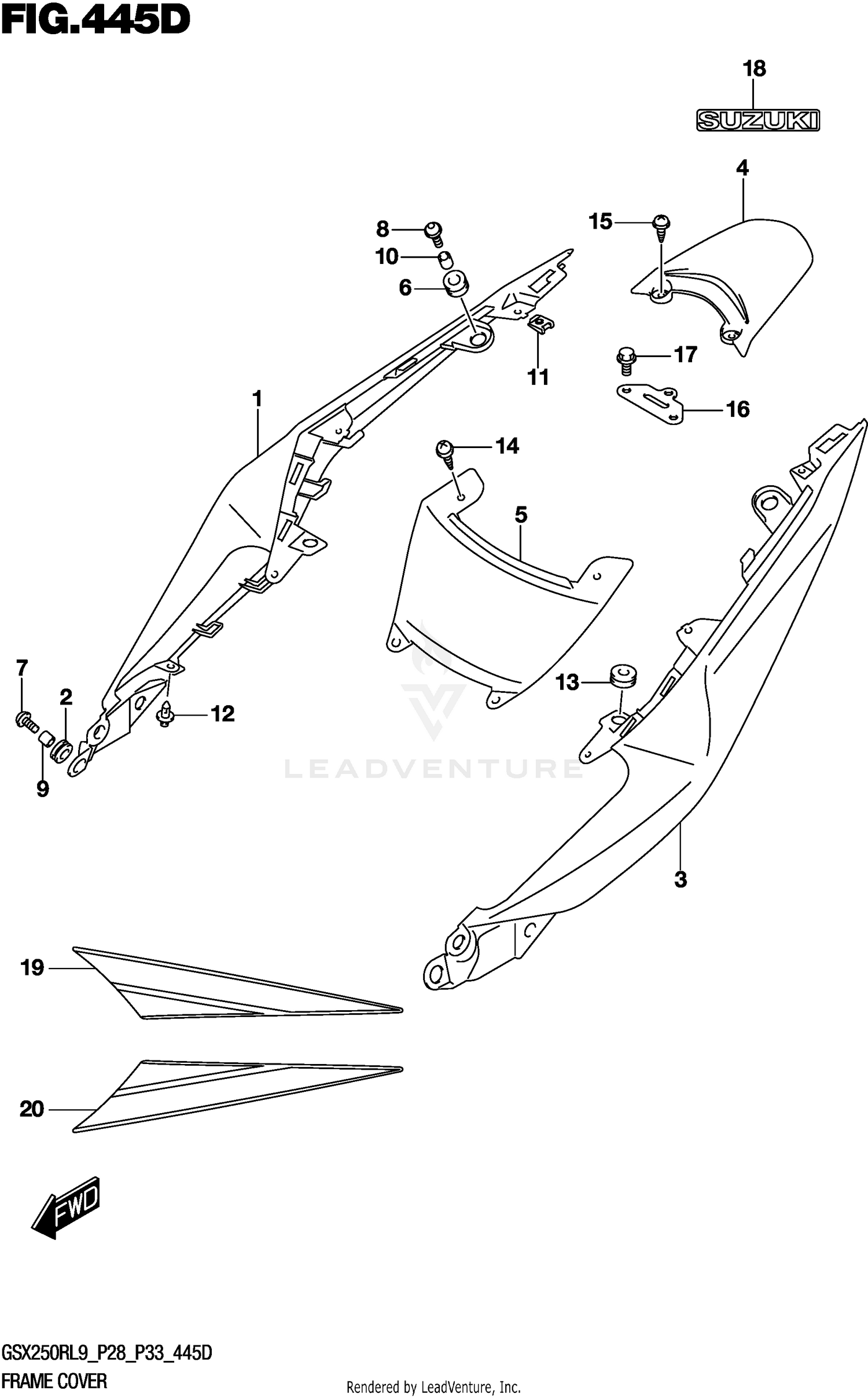 FRAME COVER (GSX250RL9 P33) (FOR 4CX,AY4,BEE)