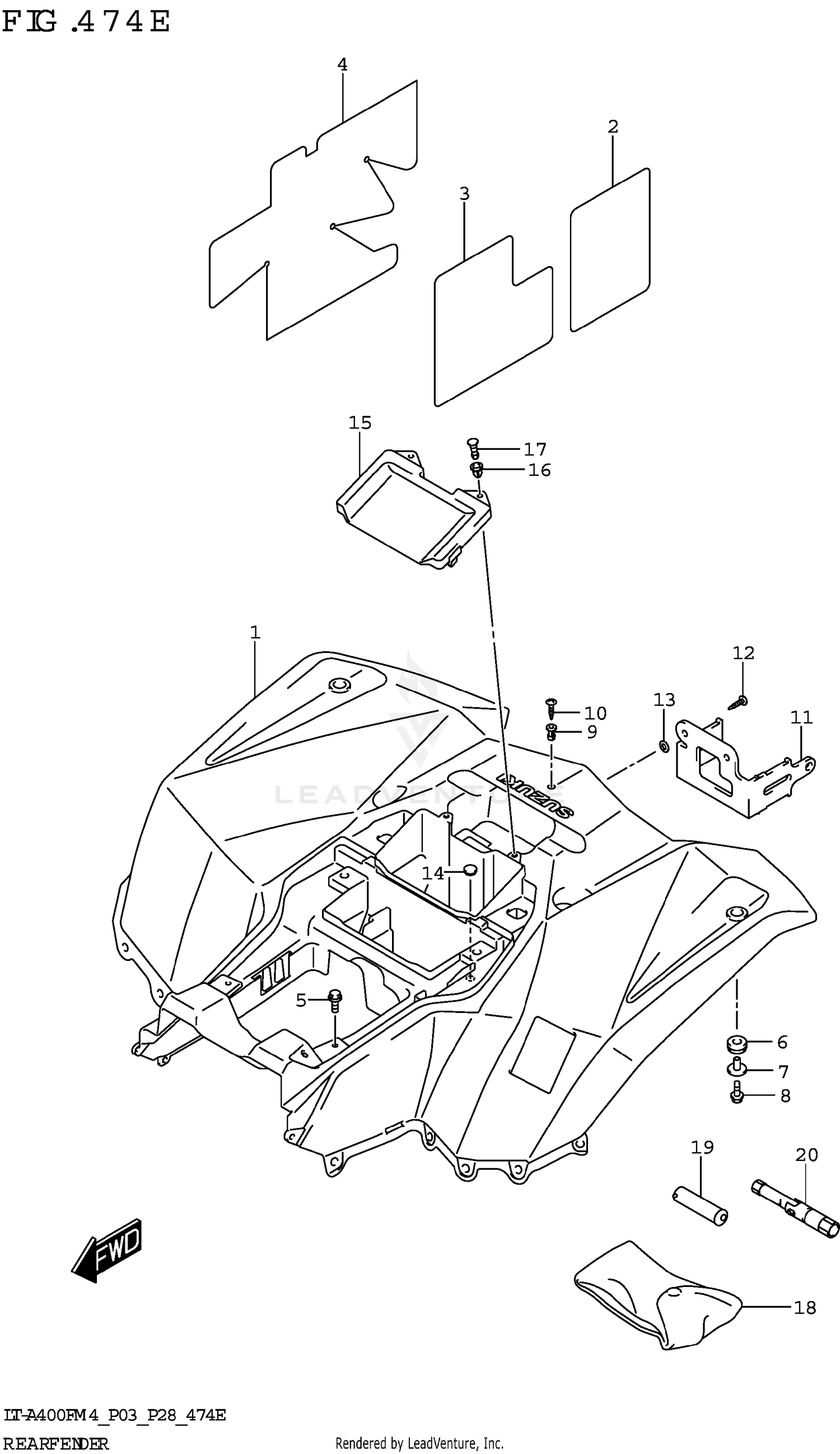 REAR FENDER (LT-A400F:P28)