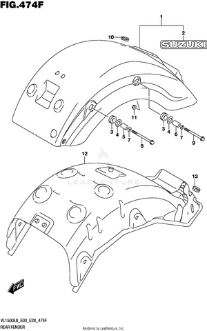 Rear Fender (vl1500tl8 E28) Schematic