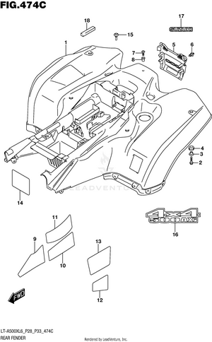 Rear Fender (lt-a500xzl6 P33) Schematic