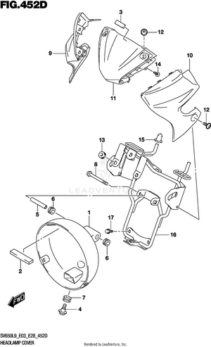 Headlamp Cover (sv650al9 E33) Schematic