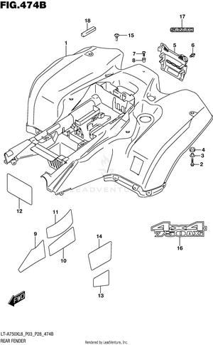 Rear Fender (lt-a750xl8 P28) Schematic