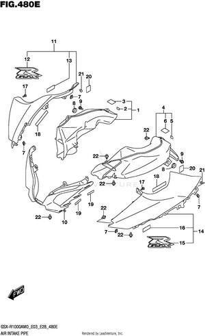 Air Intake Pipe (gsx-r1000ra)(see Note 1) 480e Schematic