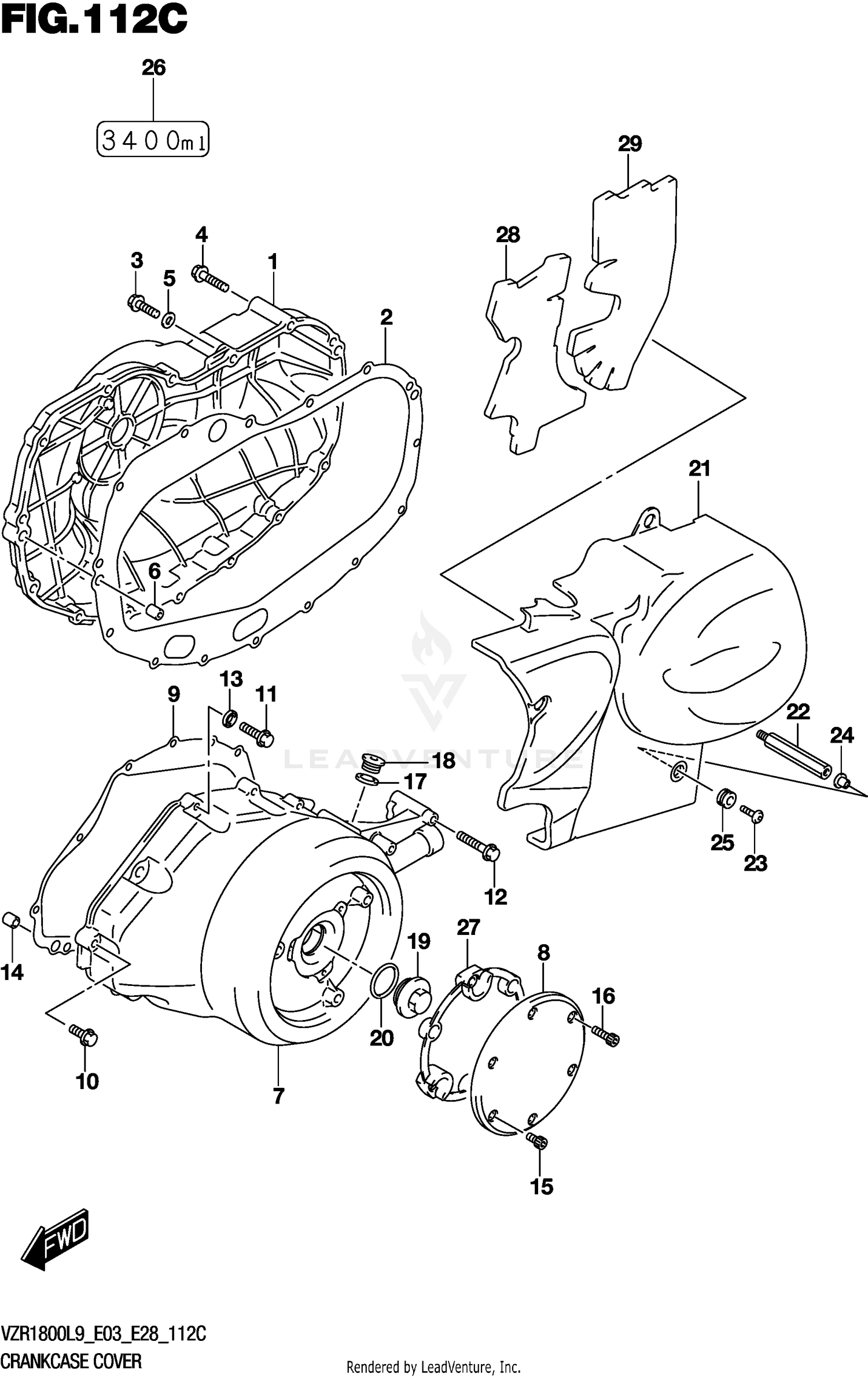 CRANKCASE COVER (VZR1800BZL9 E28)