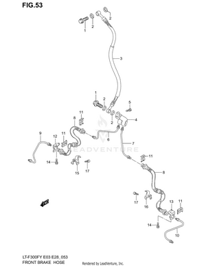 Front Brake Hose (model X/y/k1) Schematic