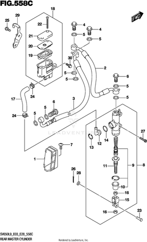 Rear Master Cylinder (sv650al9 E28) Schematic